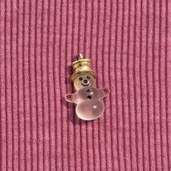 Avon Acrylic Gold Frosty ☃️ Snowman Necklace Pendant Charm Rare Vintage