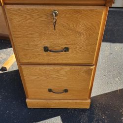  Vintage 2drawer Oak  Locking File Cabinet