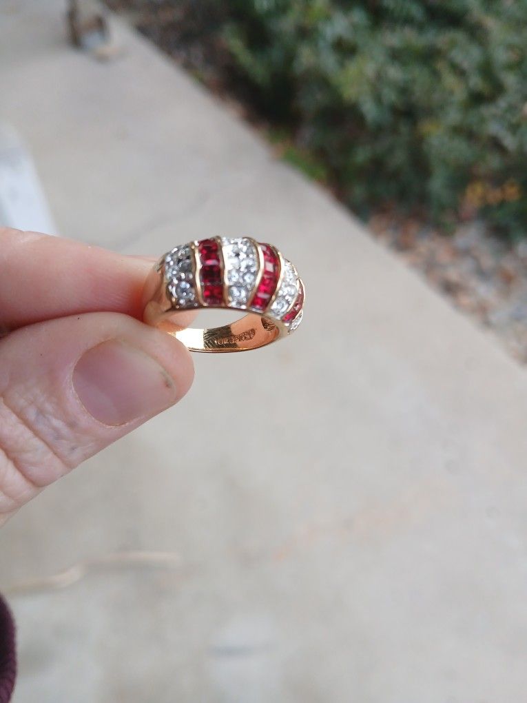 18kt Plated Garnet Ring