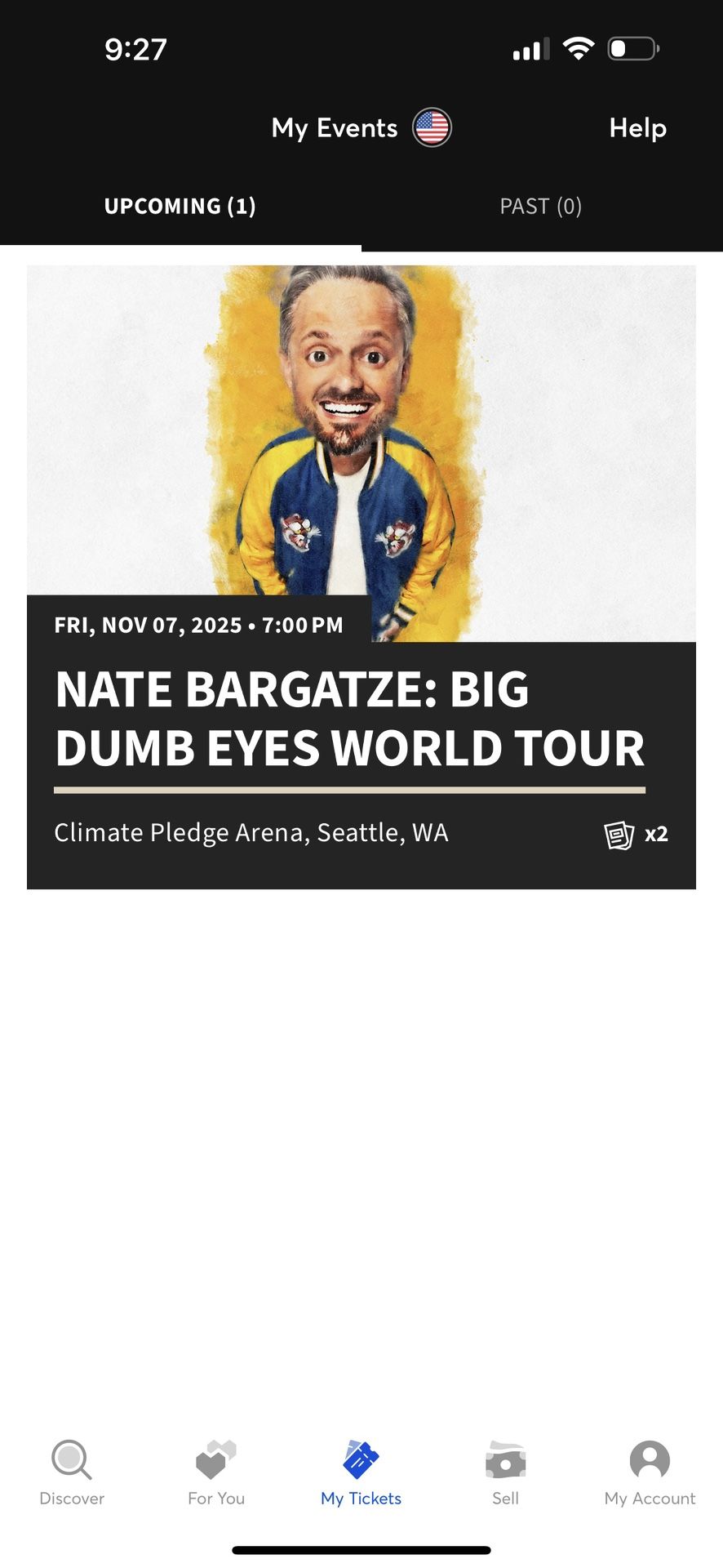 Nate Bartgaze Tickets Friday 7pm (two tickets)