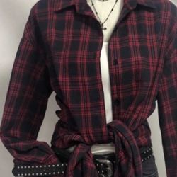 Preorder Vintage Plaid Loose Fit Shirt For Women, Fashionable And Versatile, Autumn/Winter