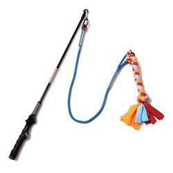 Interactive Flirt Pole Toy for Dogs Chase and Tug of War,Durable Teaser Wand with Pet Fleece Rope Te