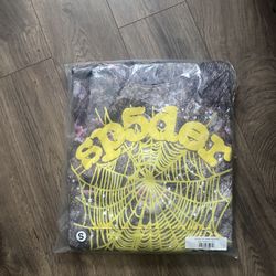 Camo Yellow Sp5der Hoodie Size Small