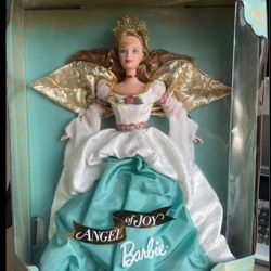 Vintage 1998 Collector Edition "Angel Of Joy" Barbie Doll First in a Series Turquoise Dress with Gold Wings