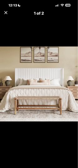 Highend White Velvet Elegant Widened Wingback Bedframe