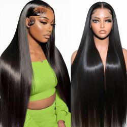 Lace Front Wigs Human Hair 32 Inch 12A Virgin Straight Human Hair Wig 200 Density Soft 13x6 Lace Front Wigs Human Hair Pre Plucked Invisilbe Hairline 