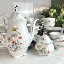 Gorgeous 91-Piece Vintage Porcelain Dinner Service - "Pauline" Pattern by Winterling - Bavaria, Germany