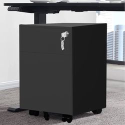 New 2 Drawer Rolling Filing Cabinets for Home Office Under Desk Storage, Mobile File Cabinet with Lock Metal Filing Cabinet for Legal/Letter/A4/F4 Siz