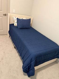 Twin cream aesthetic bed frame