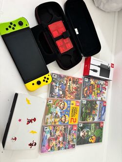 Nintendo Switch OLED LOT 6 Games Minecraft Mario Sonic Case Charger 🔌  lot hand game WiFi gaming extras as pictured