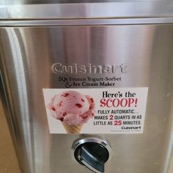 Cuisinart  2 Qt Frozen Yogurt Sorbet & Ice Cream Maker – Stainless Steel – Works Great