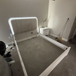 White LED Bed Frame - queen