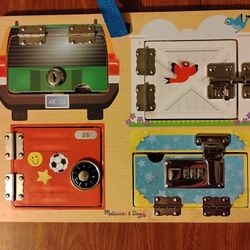 Locks and Latches Board Wooden Educational Toy: Develops Fine Skills for Toddlers