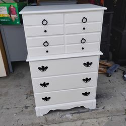 White 6 Drawer Tallboy Solid Wood