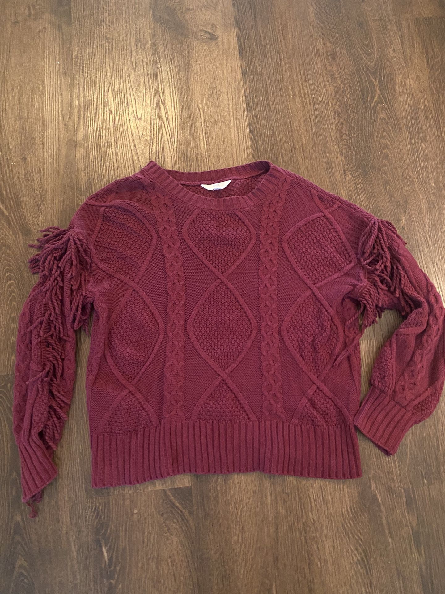 Womans Eggplant Purple Fringe Sweater Size Medium By Time And Tru #2