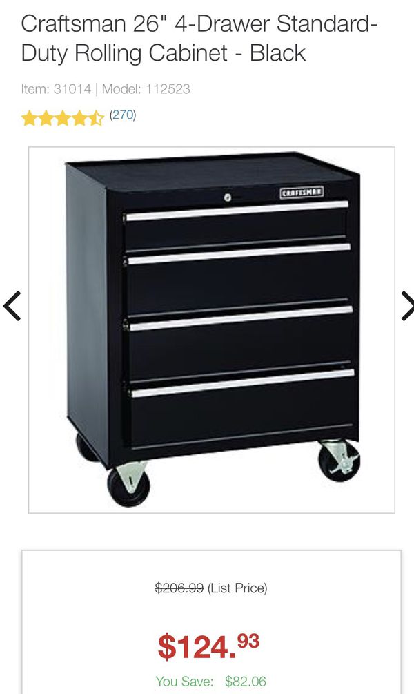 Craftsman 4 Drawer Rolling Tool Cabinet Tool Box For Sale In