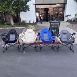 Only $30! In Box Hammock Camping Chair, Retractable Footrest, Adjustable Back, Cup Holder & Carry Bag. Beige, Blue,Gray. 400 Weight Capacity