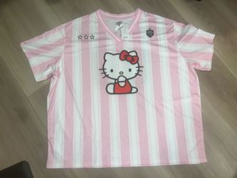 Women’s Sanrio Hello Kitty Pink and White Striped Jersey