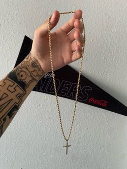 10kt Rope Chain + Cross Pendant