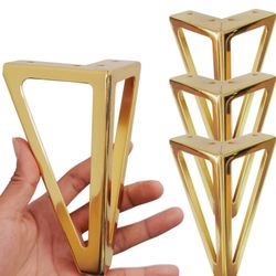 6 Inch Gold Furniture Legs Heavy Duty Metal Furniture Feet, Golden Sofa/Cabinet/Table Legs 4Pcs, 6 Inch Cabinet Legs Set of 4,Couch Feet Replacement f