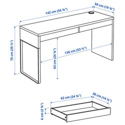 IKEA MICKE Desk – White – 2 Drawers