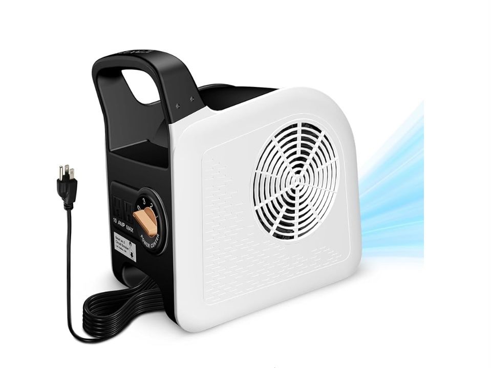 Air Mover Blower Fan - Floor Drying Fan for Cooling, Drying and Exhausting at Home, Garage, Shop, 3 Speeds Portable Utility Fan, 2 AC Outlets 
