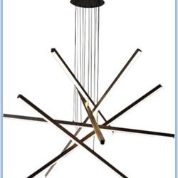 Brand New In The Box- Modern LED Chandelier for Dining Room Linear Pendant Light Fixture Dimmable 6-Light Led Black Chandelier for Foyer Entryway Bedr