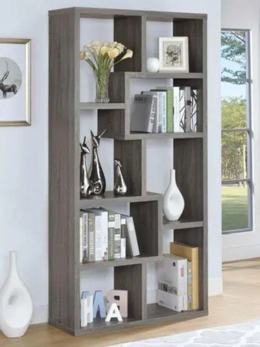 Geometric Gray Bookshelf
