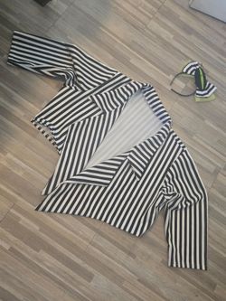 Beatle juice Black and White Striped Costume Suit top size: 3xl