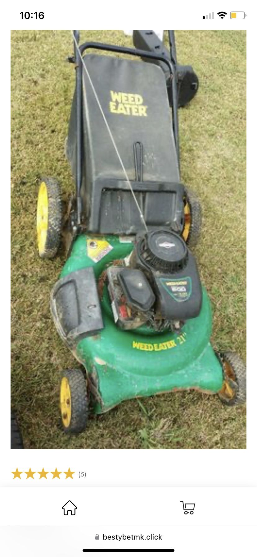 21" Lawn mower with bag Weed Eater