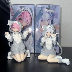 Ram and Emilia cat figure