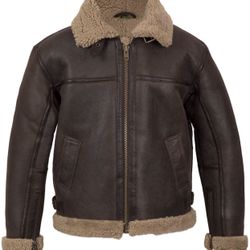  Aviator Bomber Real Shearling Sheepskin Leather  Jacket