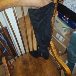Thigh High Heeled Boots Black Size9