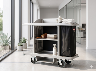 Rubbermaid Executive Full Size Housekeeping Cart, Platinum