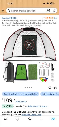 10x7ft Heavy Duty Golf Hitting Net with Swing Path Mat & Turf Insert