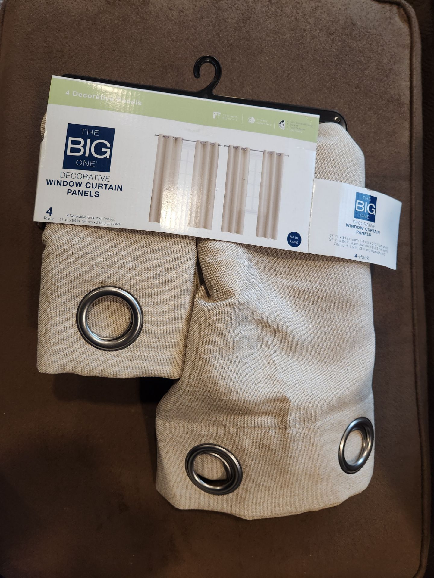 New Faux Linen Grommet 4 Panel Curtains 37" x 84" - Oat Colored for ...