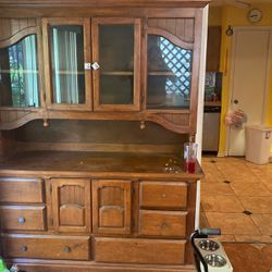 Great Deal China Cabinet Real Wood Vintage Buffet