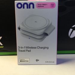 Factory Sealed ONN 3-in-1 Wireless Charging Travel Pad