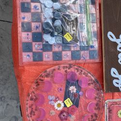Epoxy Chess Board And Moon Phase Art