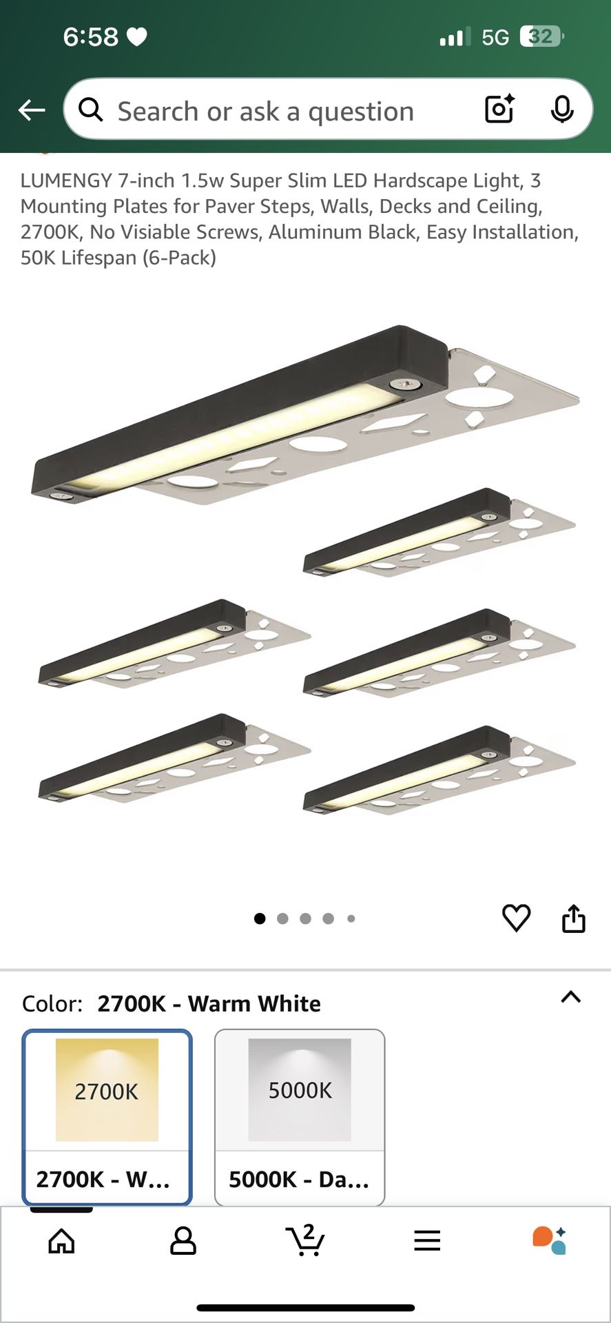 LUMENGY 7-inch 1.5w Super Slim LED Hardscape Light, 3 Mounting Plates for Paver Steps, Walls, Decks and Ceiling, 2700K, No Visiable Screws, Aluminum B