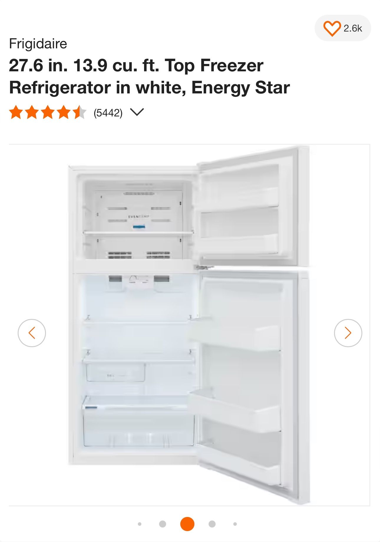 Refrigerator White, 13.9 cu. ft., Top Freezer