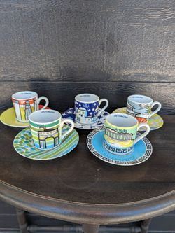 Tognana “City Collection” Italian Demitasse/Espresso Cup and Saucer Set of 5 from 1980s