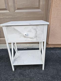 Modern White Nightstand w/ Shelf