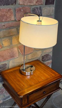 Chrome Table Lamp with Drum Shade