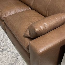 Emilia Chocolate Brown Real Leather Modern Couch /P
