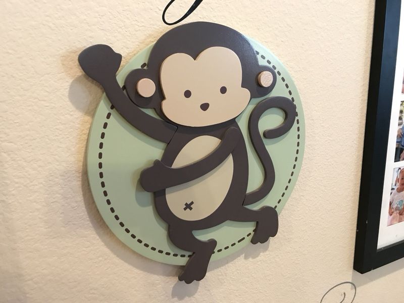 Mod Pod Pop Monkey 3D Round Monkey Wood Wall Art
