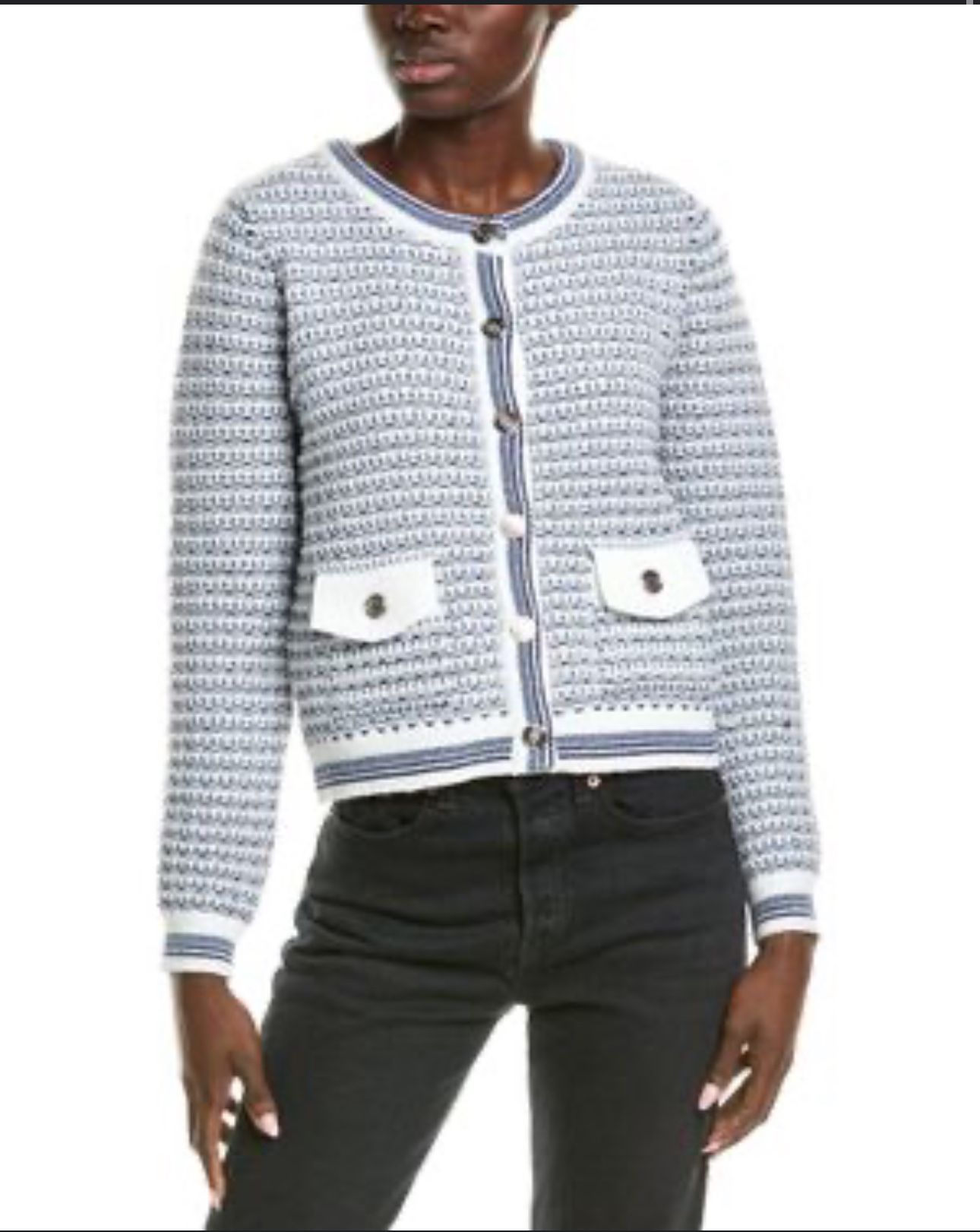 Nanette Lenore blue and white cardigan size M