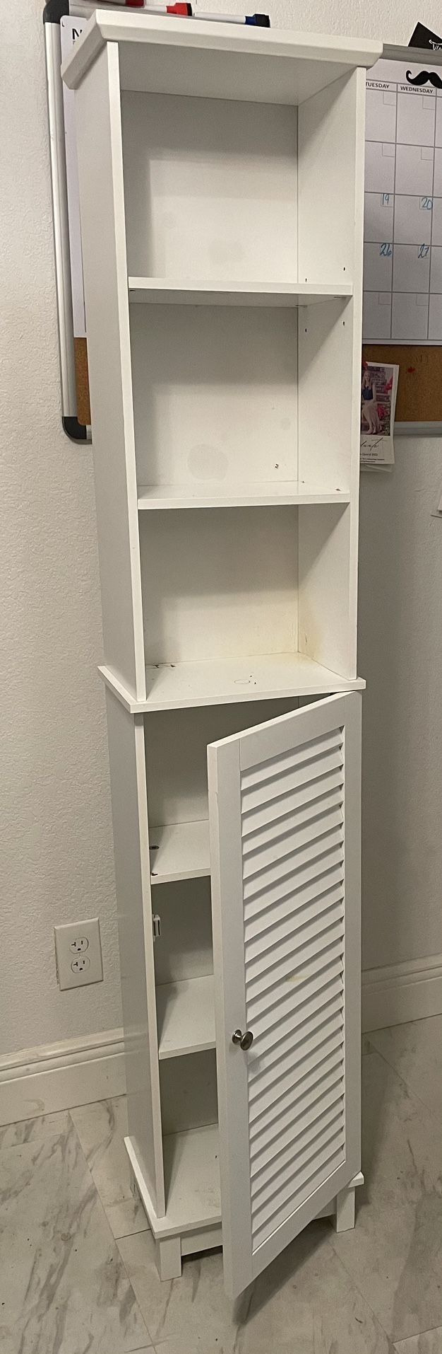 Storage Cabinet With 3 Open Shelves & Single Door