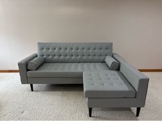 Barely used, faux leather reversible chaise couch!