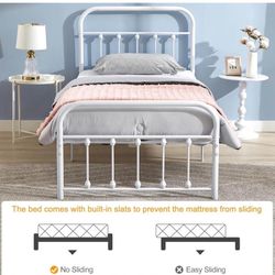 White Metal Twin Bed Frame